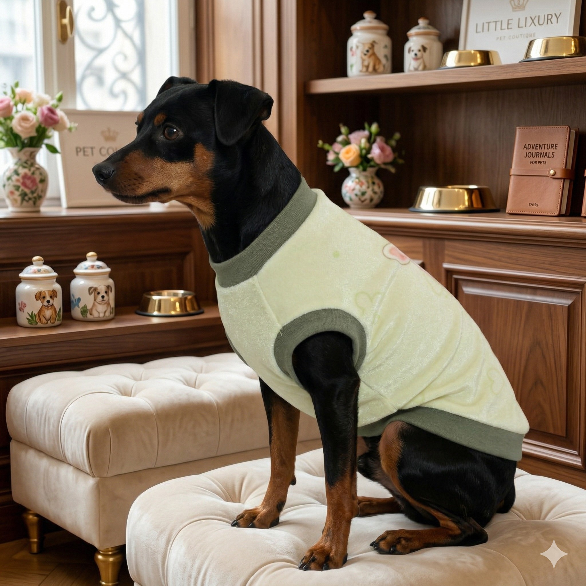 White Rabbit Greenish Sweatshirt - Ciniglia Vellutata con Rouche Pizzo